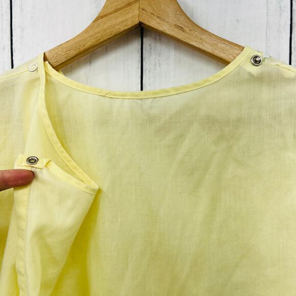 American VINTAGE 70's Katz MEDIUM Yellow Floral Patient Sleep Gown Dress - Picture 8 of 12